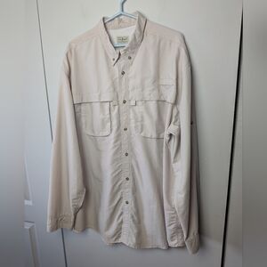 L.L BEAN Vintage Men Button Down Shirt Size XXL Cream Color